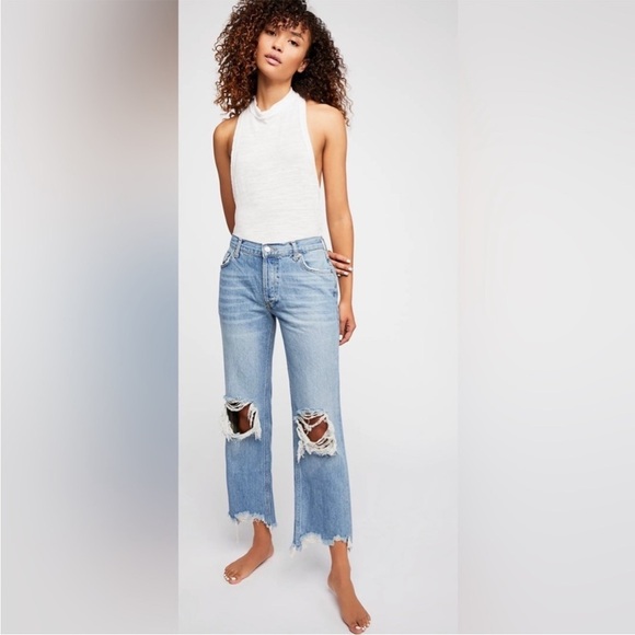 We The Free Denim - Free People We The Free Maggie Straight Jean in Light Stone Size 30